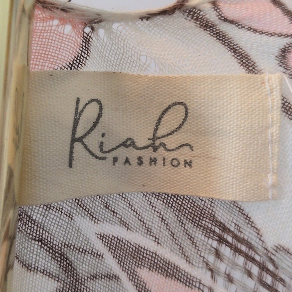 NWT Riah Fashion Kimono Women One Size Cream Pink Floral Butterfly Tassel Boho - Picture 12 of 13